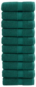 vidaXL Toalhas de rosto premium SOLUND 10 unidades verde 30x30 cm 600 g/m²