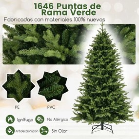 Árvore de Natal artificial de 210 cm com 1646 pontas de ramos 470 luzes LED 11 modos de iluminação 3 temporizadores Verde