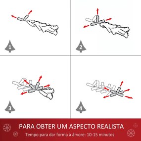 Árvore de Natal Pequena Artificial Ø40x90cm com Luzes LED 116 Ramas Vaso Desmontável e Suporte de Metal Decoração de Natal para Interior Verde e Branc