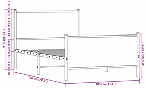 Estrutura de cama sem colchão 100x190 cm metal carvalho sonoma
