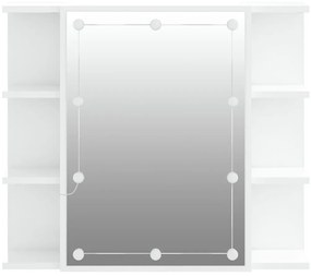Armário espelhado com LED 70x16,5x60 cm branco brilhante