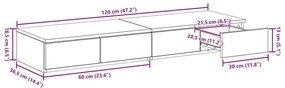 Gavetas de Cama vidaXL Carvalho Fumado 120x36,5x16,5 cm Madeira Engenh