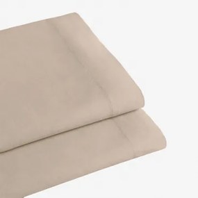 Lençol Plano De Algodão Percal Lesia 180 Fios Tapioca Bege & Cama 180cm (270 X 280 Cm) - Sklum