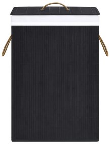 Cesto para roupa suja c/ secção única bambu preto