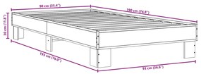 Estrutura de cama derivados de madeira e metal carvalho fumado