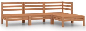 4 pcs conjunto lounge de jardim pinho maciço castanho mel