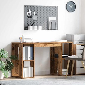 vidaXL Mesa com Armazenamento Madeira antiga 130 x 50,5 x 75 cm