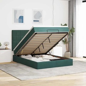 Estrutura cama otomana colchões 140x200 cm veludo verde escuro