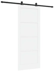 Porta Deslizante vidaXL com Conjunto de Ferragens Branca 86x211 cm Mad