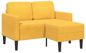 vidaXL Sofá 2 lugares com Chaise em L 125 cm linho amarelo-claro