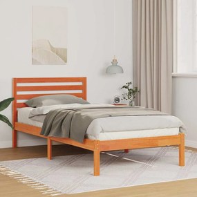 Estrutura da Cama com cabeceira Castanho-mel 90 x 190 cm