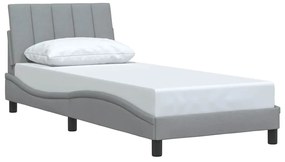 Estrutura de cama sem colchão 90x190 cm tecido cinzento-claro