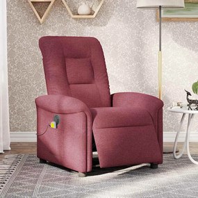 Poltrona reclinável de massagens elétrica tecido vermelho tinto