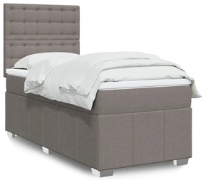 Cama com molas/colchão 90x200 cm tecido castanho-acinzentado