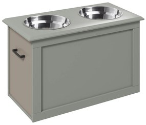 PawHut Comedouro Elevado para Cães com 2 Tigelas de Aço Inoxidável e Espaço de Armazenamento Oculto 60x30x41 cm Cinzento | Aosom Portugal