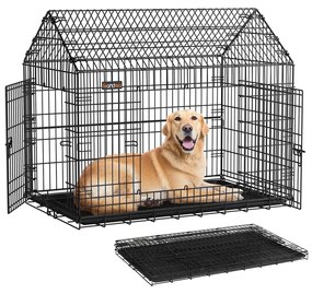 Gaiola dobrável para cães de grande porte com porta dupla 120 x 72,5 x 109 cm Preto