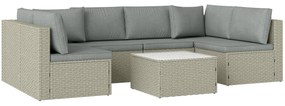 Outsunny Conjunto de Móveis de Jardim Exterior Modular para 6 Pessoas em Vime Sintético com Sofás e Mesa de Vidro Temperado Cinzento| Aosom Portugal