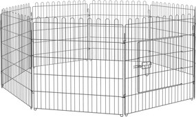 PawHut Parque para Cães 8 Painéis Dobráveis Cerca para Jardim com Porta Trava Segura 71x76cm Preto | Aosom Portugal