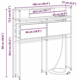 Cabeceira de armazenamento com cabeceira Sonoma cinzento 100 cm