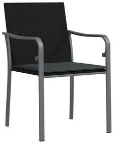 7 pcs conjunto de jantar p/ jardim c/ almofadões vime PE e aço