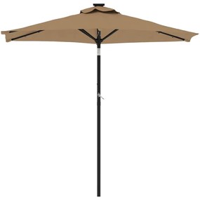 Guarda-sol jardim c/ LEDs e poste de aço 225x225x212 cm