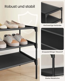 Sapateira com vários níveis 29,7 x 62,3 x 53,5 cm, economiza espaço para o corredor e a área de entrada Preto