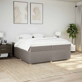 Cama com molas/colchão 200x200 cm tecido castanho-acinzentado