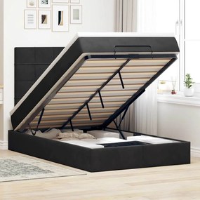 Estrutura de cama otomana com colchões 120x200 cm veludo preto
