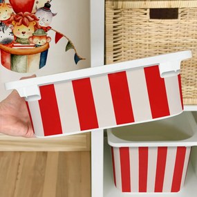 Autocolante para caixa IKEA TROFAST - Riscas vermelhas (sobre bege)