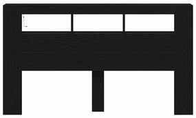 Cabeceira de Armazenamento vidaXL com Luzes LED Carvalho Preto 180x18,