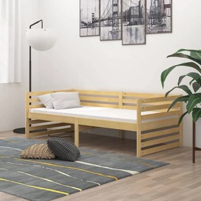 vidaXL Sofá-cama com colchão 90x200 cm pinho maciço