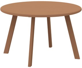 Outsunny Mesa de Café Pequena Redonda Mesa Lateral com Almofadas Antiderrapantes Estrutura em Metal para Jardim Ø 70x42 cm Laranja | Aosom Portugal