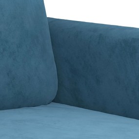 Sofá Rute - De 2 Lugares - Cor Azul - Em Veludo - Assentos, Apóios de