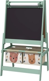 AIYAPLAY Cavalete Crianças 3 em 1 Arte Rolo Papel Quadro 2 Cestas Armazenamento Criatividade 54x46,5x93 cm Verde | Aosom Portugal