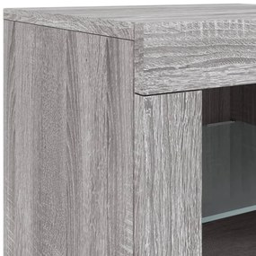 Aparador com luzes LED 283x37x67 cm cinzento sonoma