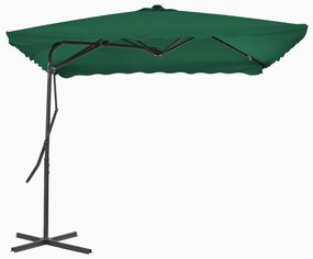 Guarda-sol de exterior com poste em aço 250x250 cm verde