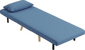 Poltrona conversível 3 em 1: poltrona-cama de 1 lugar com encosto de 5 posições, em tecido com almofada, azul