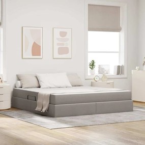 vidaXL Cama com arrumação e colchão Cinzento-acastanhado 160 x 200 cm