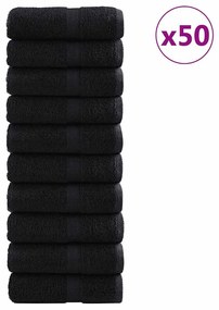 Toalhas de hóspedes 50 pcs Preto 30 x 50 cm Algodão