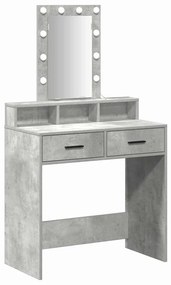 mesa de maquilhagem vidaXL com luzes LED cinza de betão 79x41x140 cm