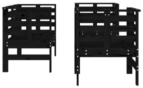 3 pcs conjunto lounge de jardim madeira de pinho maciça preto
