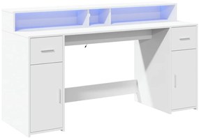 Secretária c/ luzes LED 140x55x91cm derivados de madeira branco