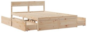 Cama sem colchão 140x190 cm madeira de pinho maciça