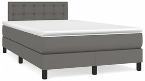 Cama boxspring com colchão 120x190 cm couro artificial cinzento
