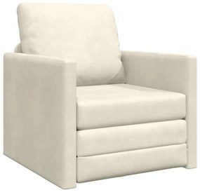 Sofá-cama 2-em-1 Creme 74x77x81 cm Veludo
