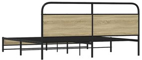 Estrutura de cama sem colchão 180x200cm metal carvalho sonoma