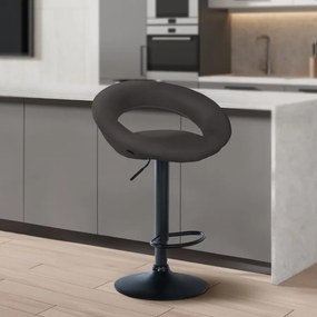 Conjunto de 2 bancos de bar Olinda em tecido e com estrutura preta 52 x 77-97 x 47 cm Cinzento escuro