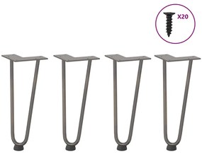 Pernas de grampo para mesa de centro 4 peças Aço natural 30 cm Aço mac