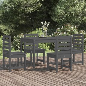 vidaXL 5 pcs conj. jantar p/ jardim madeira de pinho maciça cinzento