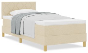 Cama Box Spring com Colchão Creme 90x190 cm Tecido